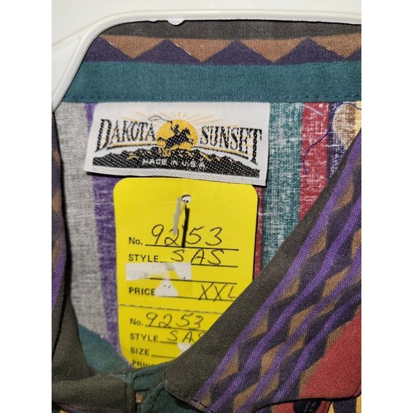 Vntg NOS Dakota Sunset Western Striped Long Sleeve Button Up Shirt w/tags XXL - Picture 4 of 6